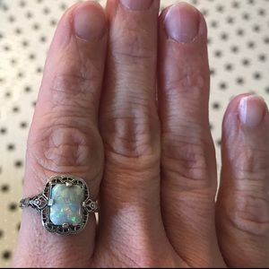 Sterling silver & opal ring